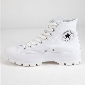 White high top platform Converse